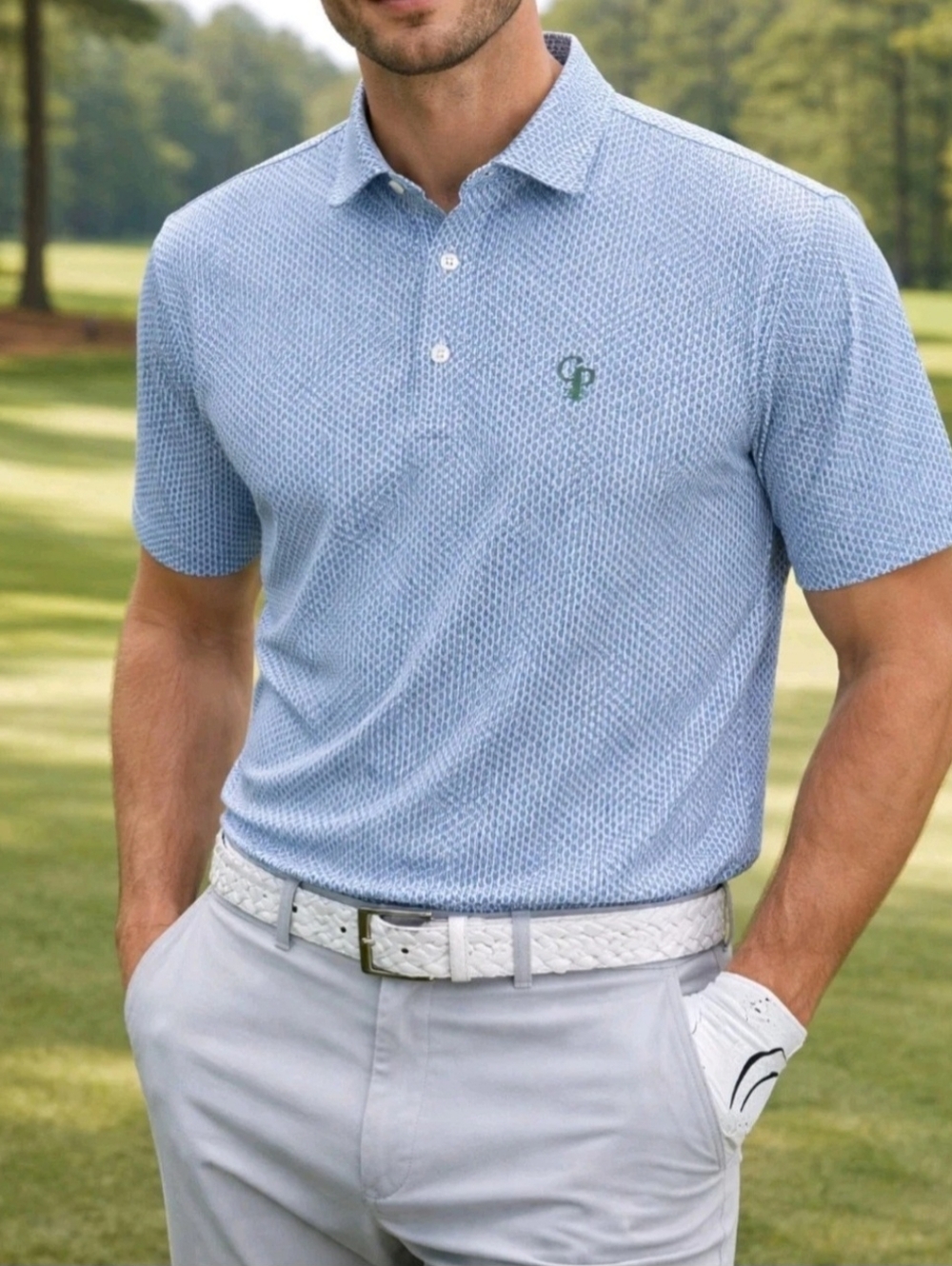 Peter Millar Summer Comfort Polo Men M White Blue Golf Shirt CP Embroidered Logo
